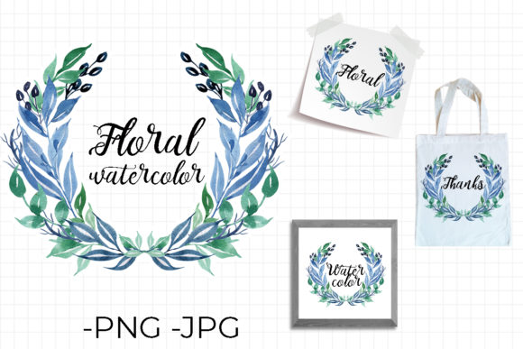 Enhance Your Designs with Floral Watercolor Blue Wreath Bouquet