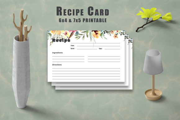 Floral Recipe Card Printable V33: A Stylish Template